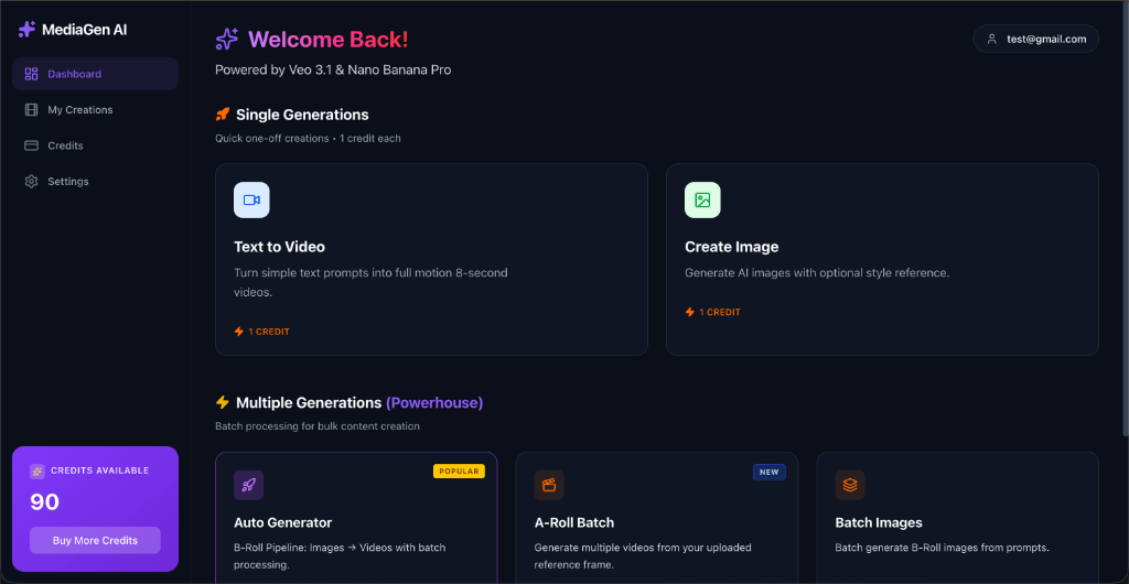MediaGen AI Workspace